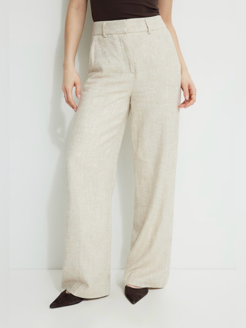Dynamite Yasmin Striagnt leg Linen-Blend Pants Light Beige SZ 0 - Picture 11 of 13